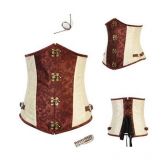 Corset Underbust Aço Espiral 1/2 Polegada - Bege/Marrom Fechamento Ganchos 79303