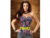 CORSET CORSELET ESPARTILHO PRETO FLORAL REF: 7968Z - ZIPER