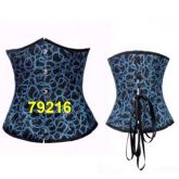 CORSET UNDERBUST PRETO ESTAMPAS CIRCULOS NA COR AZUL 79214