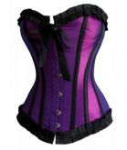 CORSET CORSELET ESPARTILHO TAFETÁ ROXO PRETO TAM M