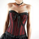 CORSET CORSELET ESPARTILHO TAFETÁ VINHO PRETO TAM: P