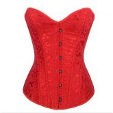 CORSET CORSELET ESPARTILHO VERMELHO BROCADO REF: 7955C - TAM: M