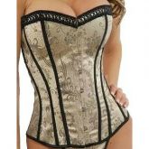 CORSET CORSELET ESPARTILHO PEROLA BROCADO TAM M