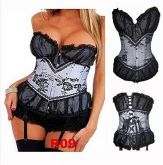 CORSET CORSELET ESPARTILHO BRANCO PRETO TAM: G