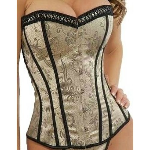 CORSET CORSELET ESPARTILHO PEROLA BROCADO TAM M