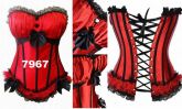 Corset, Corselet Fechamento Lateral - Ziper - Vermelho Detalhe Preto 7967