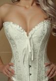 CORSET CORSELET ESPARTILHO BRANCO BROCADO TAM G