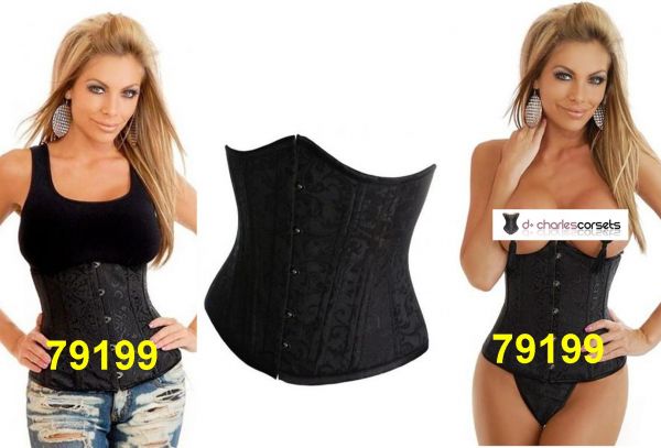 CORSET PRETO BROCADO UNDERBUST