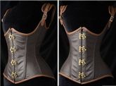 CORSET CORSELET ESPARTILHO UNDERBUST MARROM COURO SINTETICO - REF: 79300 - TAM: 2XG